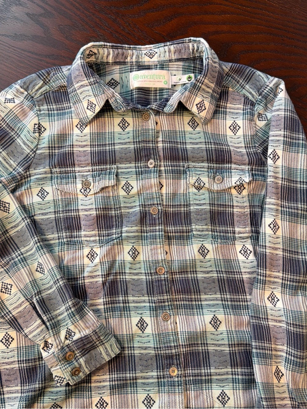 Aventura Women’s Blue Plaid Button-Up Shirt